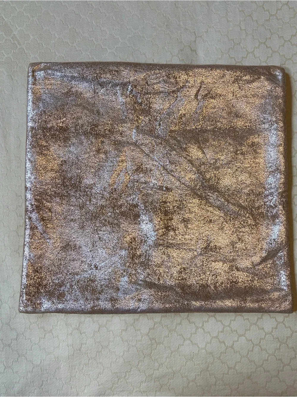 West Elm Gold Metallic Tan Decorative Throw Pillow Case Cover 20 x 20in